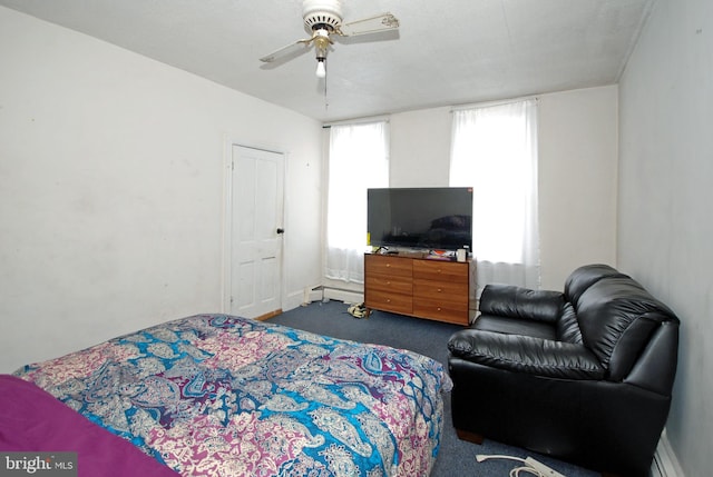 33 Adeline St, Trenton, NJ 08611 - bedroom featuring dark colored carpet, baseboard heating, and ceiling fan