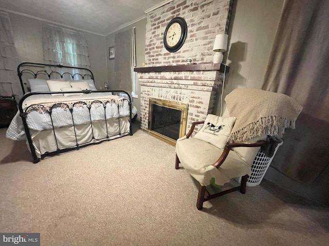 4306 National Pike, Markleysburg, PA 15459 - carpeted bedroom featuring ornamental molding and a fireplace