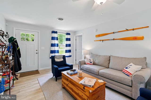 21363 Indiana Ave, Chestertown, MD 21620 - living area with light wood-style floors, ceiling fan, and baseboards