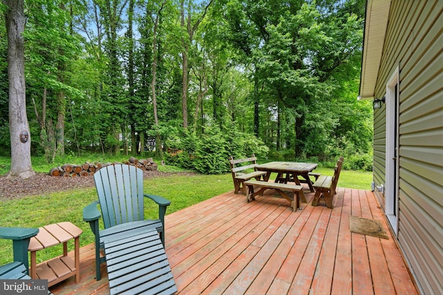 21363 Indiana Ave, Chestertown, MD 21620 - wooden terrace with outdoor dining area and a lawn
