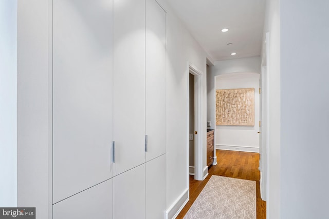 1901 Walnut St Unit 20E, Philadelphia, PA 19103 - corridor featuring dark wood-style floors, recessed lighting, and baseboards