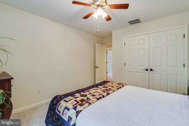 4510 Fish Hawk Ct, Chesapeake Beach, MD 20732 - bedroom featuring carpet flooring, a closet, and ceiling fan