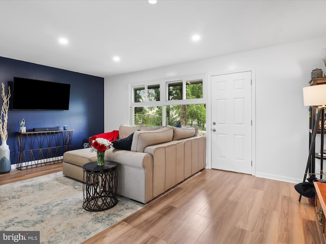 5902 Amelia St, Springfield, VA 22150 - living room featuring wood finished floors, recessed lighting, and baseboards