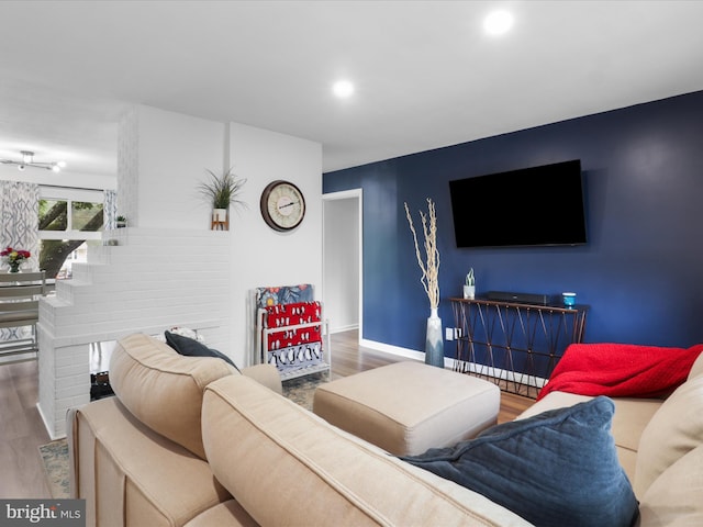 5902 Amelia St, Springfield, VA 22150 - living room with wood finished floors, baseboards, and recessed lighting