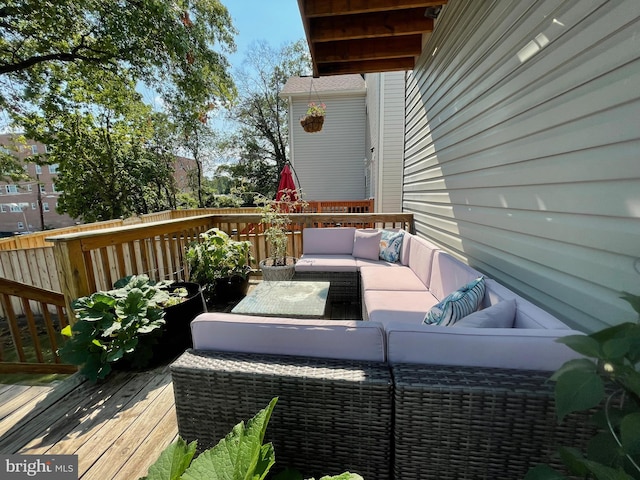 3009 Otis St NE, Washington, DC 20018 - wooden terrace featuring an outdoor living space