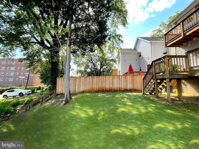 3009 Otis St NE, Washington, DC 20018 - view of yard featuring stairway and a wooden deck