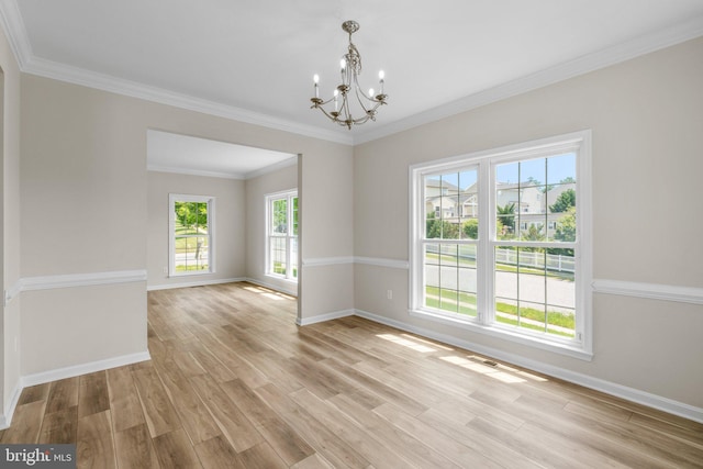 1201 Alder Shot Ct, Abingdon, MD 21009 - unfurnished room featuring a chandelier, baseboards, light wood-type flooring, and crown molding