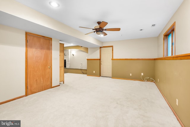 1157 Pine Tree Dr, Annapolis, MD 21409 - empty room featuring ceiling fan, light carpet, and recessed lighting