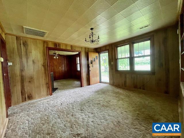 24 E 1st St, Craigsville, VA 24430 - unfurnished room with wood walls and carpet flooring