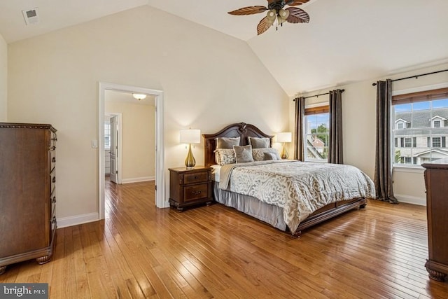 20 Washingtons Xing, Monroe Township, NJ 08831 - bedroom featuring vaulted ceiling, light wood-style flooring, a ceiling fan, and baseboards