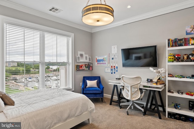 525 Belmont Bay Dr Unit 406, Woodbridge, VA 22191 - bedroom featuring carpet floors, crown molding, and baseboards