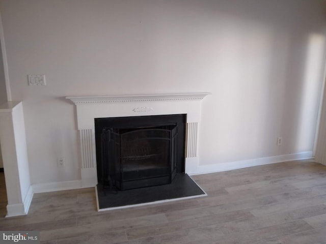 134 Duvall Ln Unit 225-201, Gaithersburg, MD 20877 - detailed view of a fireplace with flush hearth, wood finished floors, and baseboards