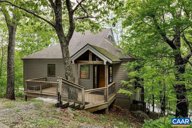 201 Pinnacle Dr, Wintergreen, VA 22967 - view of front of property featuring roof with shingles and a deck