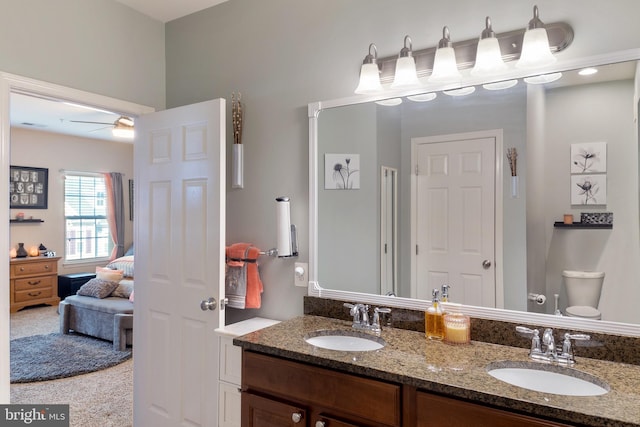 7136 Daniel John Dr, Elkridge, MD 21075 - ensuite bathroom featuring double vanity and a ceiling fan