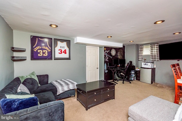 2410 Saint Clair Dr, Temple Hills, MD 20748 - living area with light colored carpet, an office area, and recessed lighting