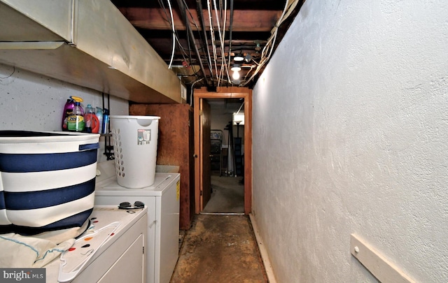 408 Spruce St, Glenolden, PA 19036 - unfinished basement with separate washer and dryer and a textured wall