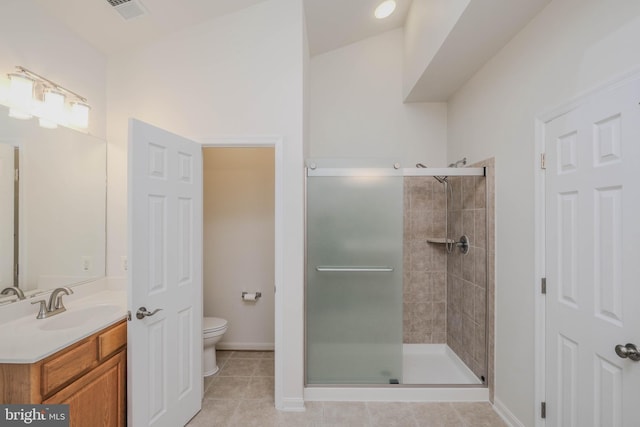 1421 Pickett Ct, Front Royal, VA 22630 - bathroom featuring a shower stall, vanity, and tile patterned flooring