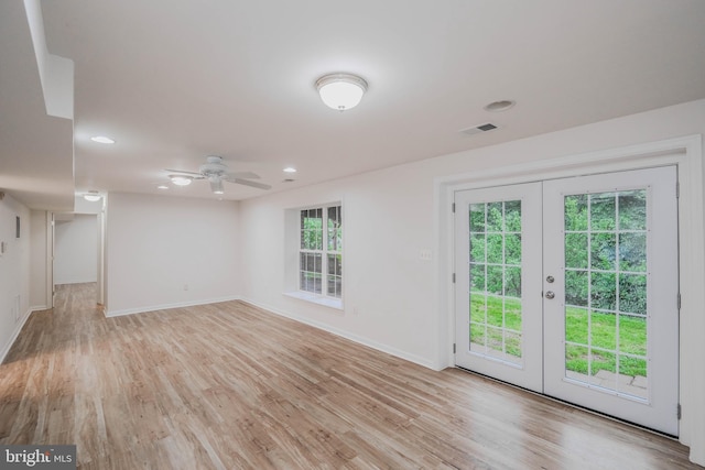 1421 Pickett Ct, Front Royal, VA 22630 - empty room with french doors, light wood-type flooring, a ceiling fan, and recessed lighting