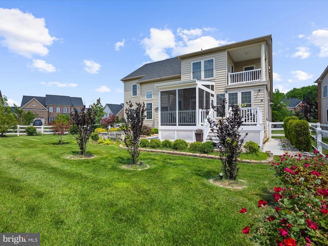 13801 Racetrack Field Ct, Bowie, MD 20720 - back of house with a sunroom, a balcony, a deck, and a shingled roof