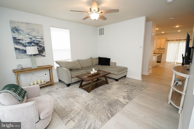 36063 Auburn Way, Millsboro, DE 19966 - living area with ceiling fan, light wood-style floors, baseboards, and recessed lighting