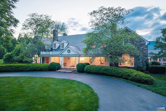 5190 Sugar Ridge Rd, Crozet, VA 22932 - cape cod home featuring a chimney, a front lawn, and stone siding