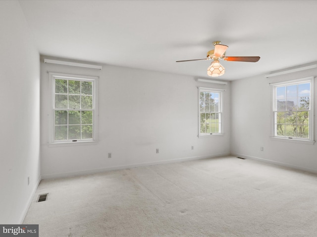 13124 S River Rd, Sumerduck, VA 22742 - spare room featuring plenty of natural light, light colored carpet, and a ceiling fan
