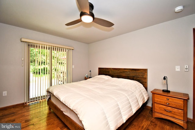2415 Schaffer Rd, Pottstown, PA 19464 - bedroom with access to exterior, wood finished floors, baseboards, and a ceiling fan