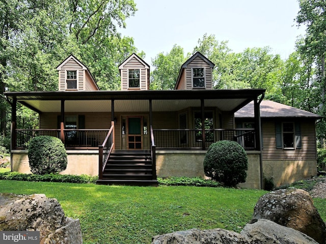 2415 Schaffer Rd, Pottstown, PA 19464 - view of front of house with covered porch, a front yard, and stairway