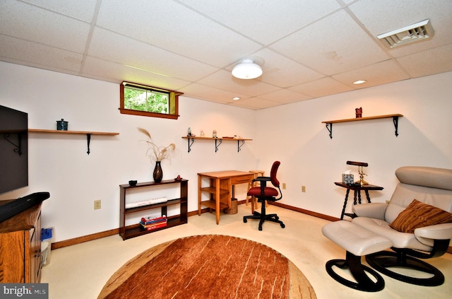 2415 Schaffer Rd, Pottstown, PA 19464 - sitting room featuring a drop ceiling, baseboards, and carpet