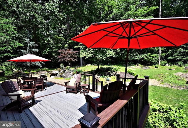 2415 Schaffer Rd, Pottstown, PA 19464 - wooden terrace with outdoor dining area and a yard