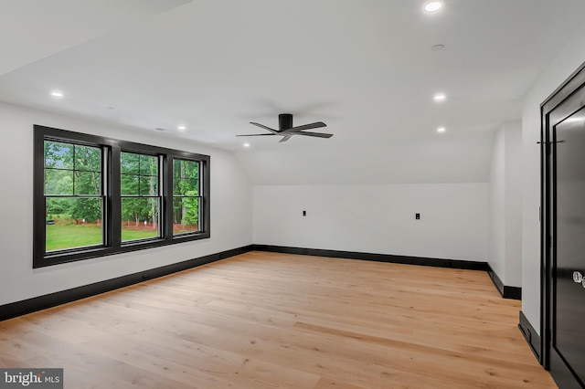 934 Chesterfield Rd, Annapolis, MD 21401 - additional living space with vaulted ceiling, ceiling fan, light wood-style flooring, and recessed lighting