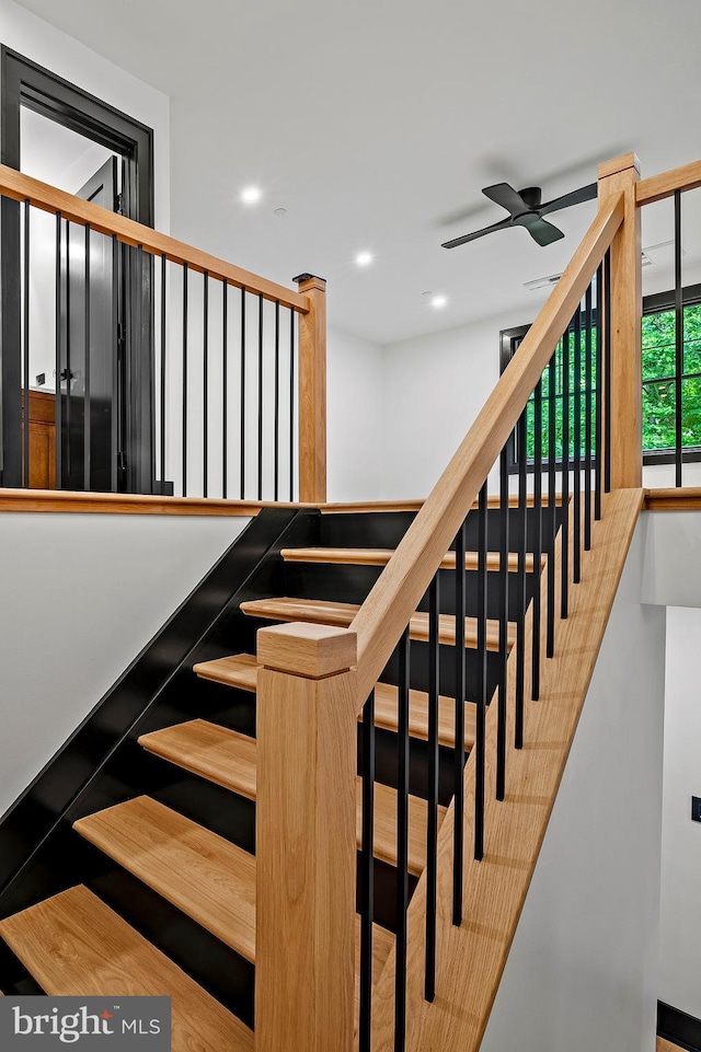 934 Chesterfield Rd, Annapolis, MD 21401 - staircase with ceiling fan and recessed lighting