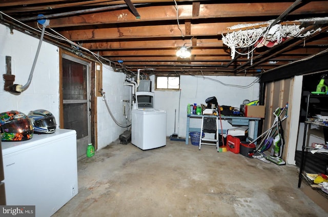 628 Mercer St, Cherry Hill, NJ 08002 - unfinished below grade area featuring fridge