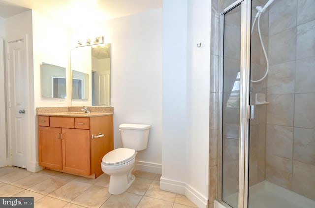 4490 Market Commons Dr Unit 302, Fairfax, VA 22033 - full bathroom with tile patterned floors, vanity, a stall shower, baseboards, and toilet