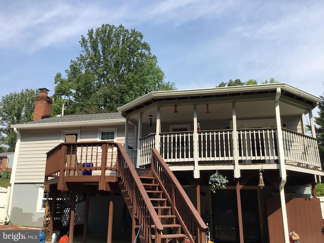 24 Galt Way, Stafford, VA 22554 - rear view of property with stairway, a chimney, and a deck