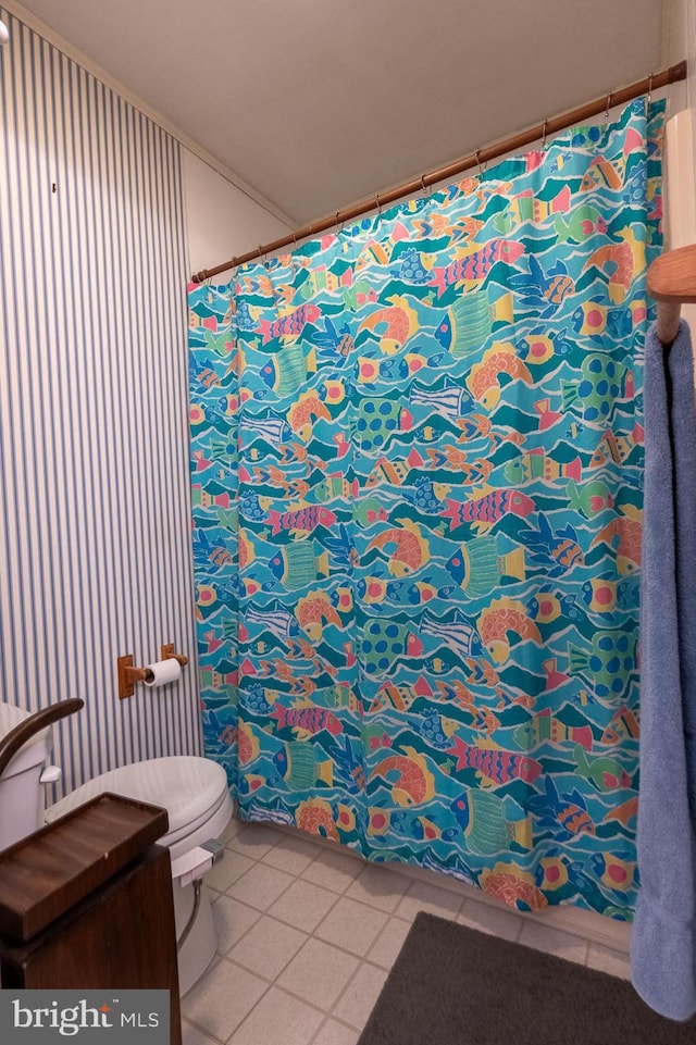 419 S Wyomissing Ave, Reading, PA 19607 - bathroom with tile patterned flooring, toilet, and vanity