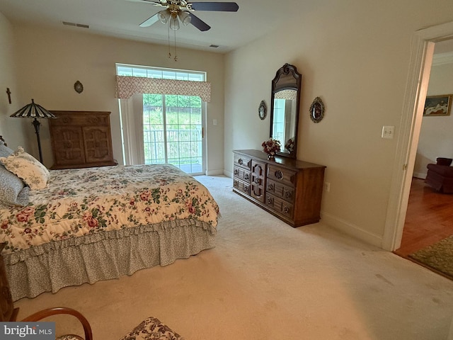 902 Macphail Woods Xing Unit 4F, Bel Air, MD 21015 - bedroom with baseboards, access to outside, carpet floors, and ceiling fan