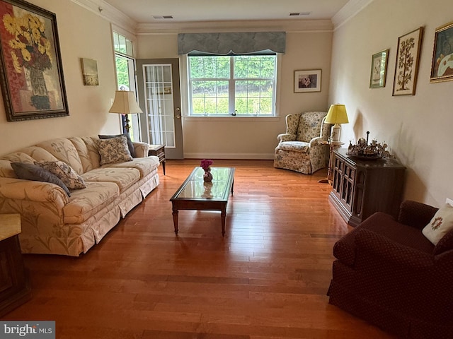 902 Macphail Woods Xing Unit 4F, Bel Air, MD 21015 - living room with ornamental molding, wood finished floors, and baseboards