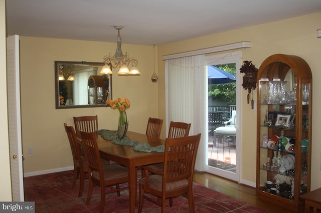 2404 Blue Valley Dr, Silver Spring, MD 20904 - dining room featuring a chandelier and baseboards