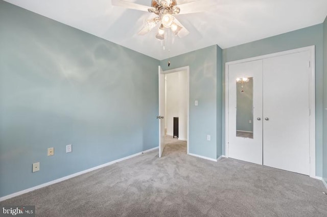 2404 Blue Valley Dr, Silver Spring, MD 20904 - unfurnished bedroom with carpet flooring, baseboards, a closet, and a ceiling fan