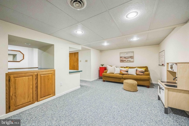 727 Hemlock Rd, Media, PA 19063 - living room featuring carpet flooring, baseboards, and recessed lighting