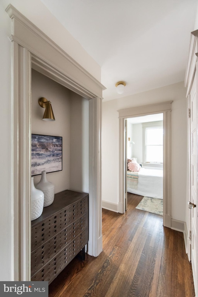 110 Varnum St NW, Washington, DC 20011 - corridor with dark wood-style floors and baseboards