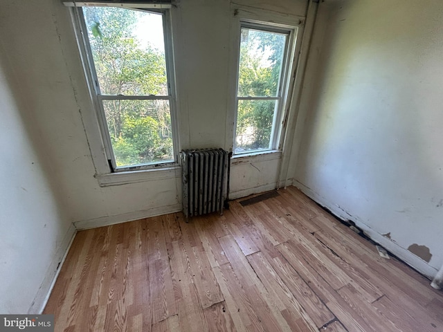 2904 Winchester St, Baltimore, MD 21216 - spare room with radiator heating unit, light wood-style floors, and healthy amount of natural light