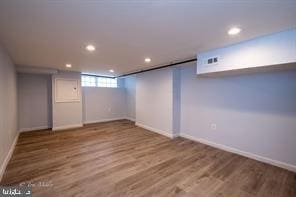 1743 E Oliver St, Baltimore, MD 21213 - below grade area with recessed lighting and wood finished floors