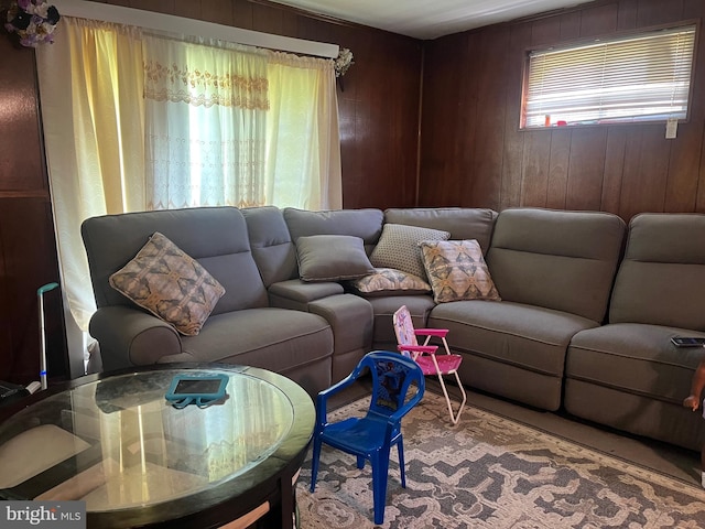 7001 Kepner Ct, Lanham, MD 20706 - living room featuring wood walls