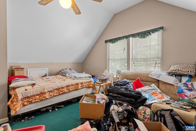 13 Tobacco Ter, Palmyra, VA 22963 - bedroom with lofted ceiling, carpet floors, and a ceiling fan