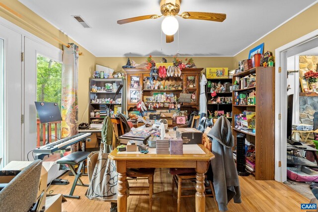 13 Tobacco Ter, Palmyra, VA 22963 - office area with a ceiling fan and wood finished floors