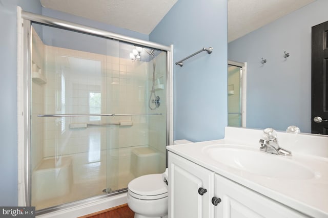 2000 Phillips Ter Unit 12, Annapolis, MD 21401 - bathroom featuring toilet, a shower stall, vanity, and a textured ceiling