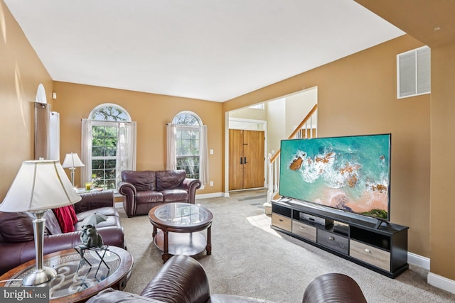 148 Ryans Run, Sicklerville, NJ 08081 - living area featuring carpet and stairs