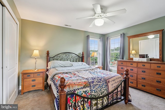 148 Ryans Run, Sicklerville, NJ 08081 - bedroom with carpet, a closet, and ceiling fan